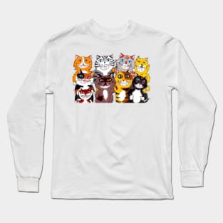 Happy Smiling Cats Friendship Long Sleeve T-Shirt